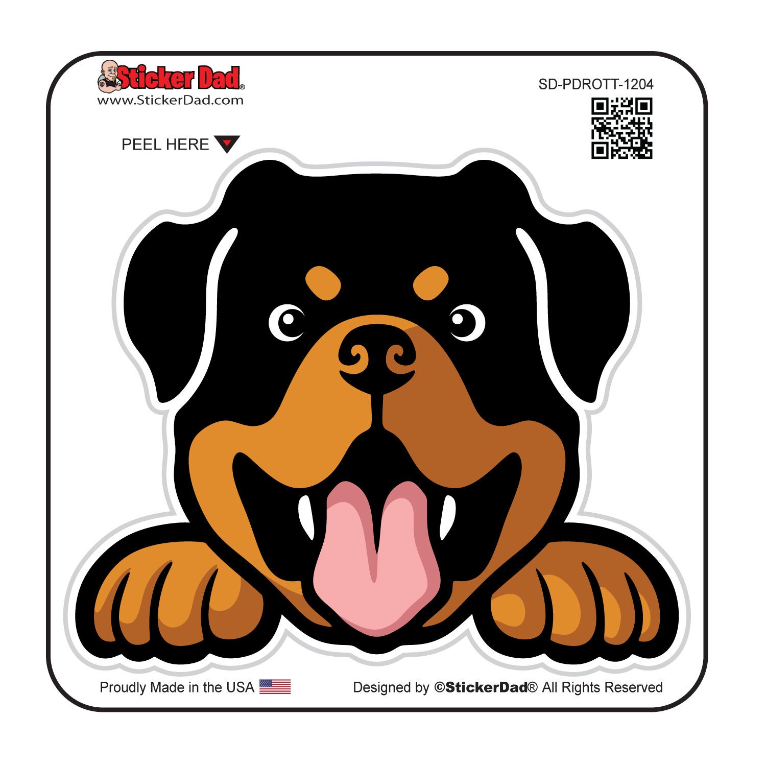 Peeking Dog (2 Pack) ROTTWEILER 1204 (size: 5 inch) - Full Color Printed Vinyl Decal Hard Hat Helmet Window Sticker