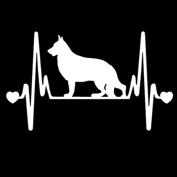 German Shepherd Pet Paw Heartbeat Lifeline Dog Decal Sticker Car Laptop BG139