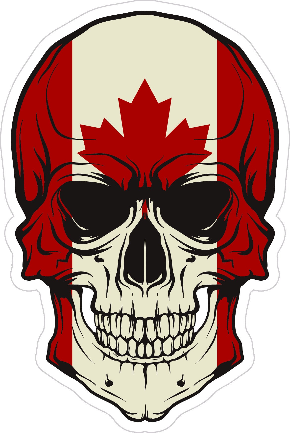 STICKER DAD Flag Skull Canada Full Color Printed Sticker - Size-5" Color-Full - for Windows, Walls, Bumpers, Laptop, Lockers, etc. - Thumbnail 2