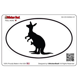 Oval Kangaroo V1 - size: 4&quot; - Full Color Printed Vinyl Decal Window Sticker - Cars, Trucks, Ipad, Notbooks, Etc.