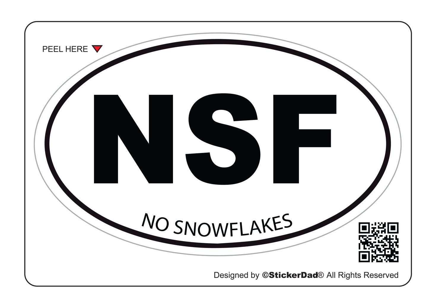 No Snowflakes NSF Oval - size: 5" x 3" - Full Color Printed Vinyl Decal Hard Hat Helmet Window Sticker