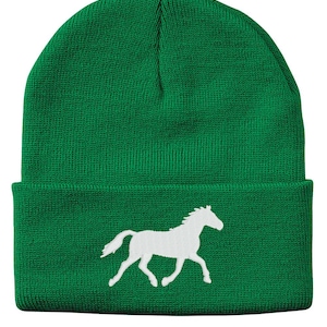 RUNNING HORSE Cuffed Beanie Embroidered Hat, Embroidered Gift, Winter Hat Unisex, Cuffed Beanie, Equestrian Gift, Beanie
