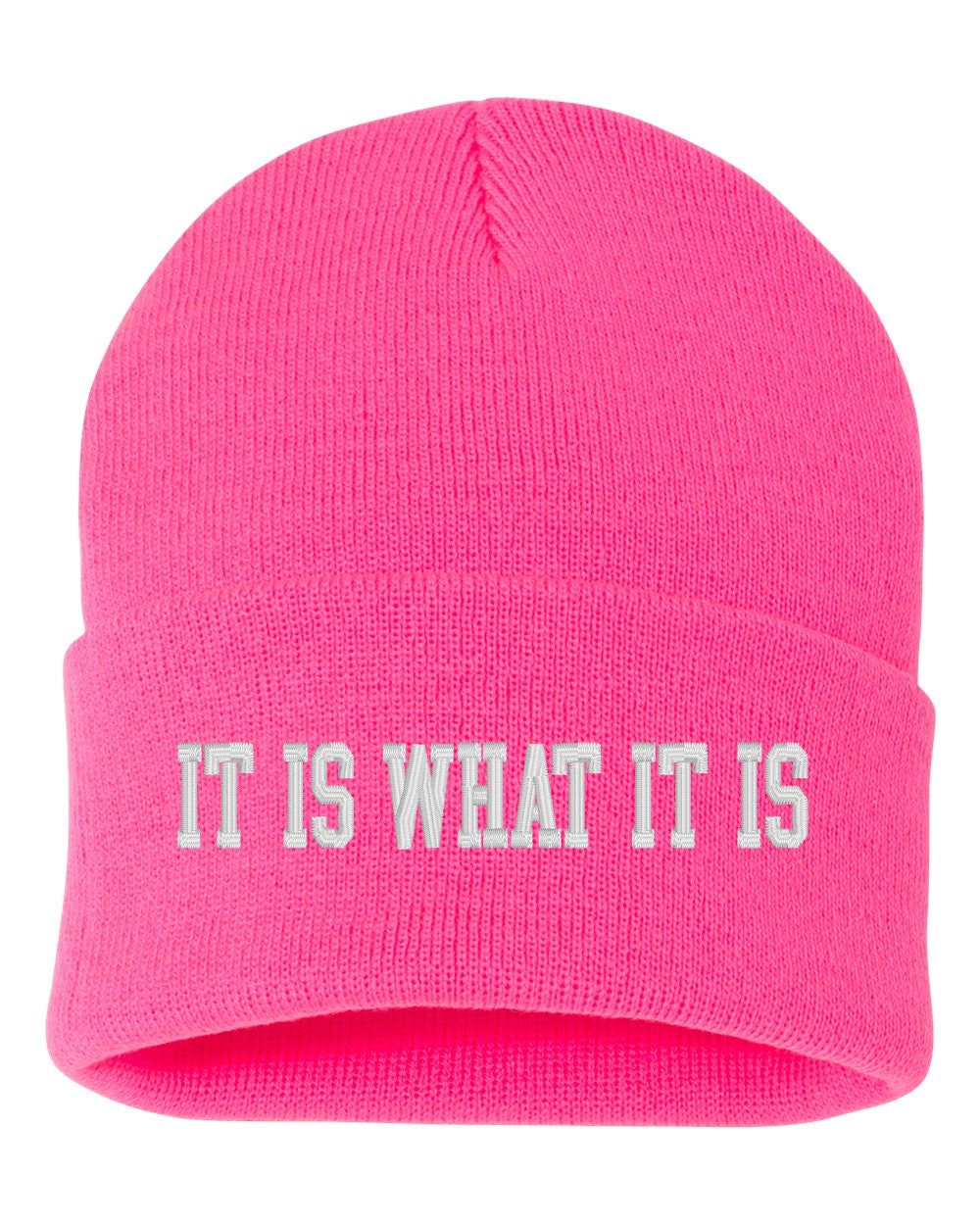 It Is What It Is -  Embroidered Cuffed Beanie Hat, Embroidered Gift, Winter Hat Unisex, Cuffed Beanie, Gift, Beanie - Thumbnail 7