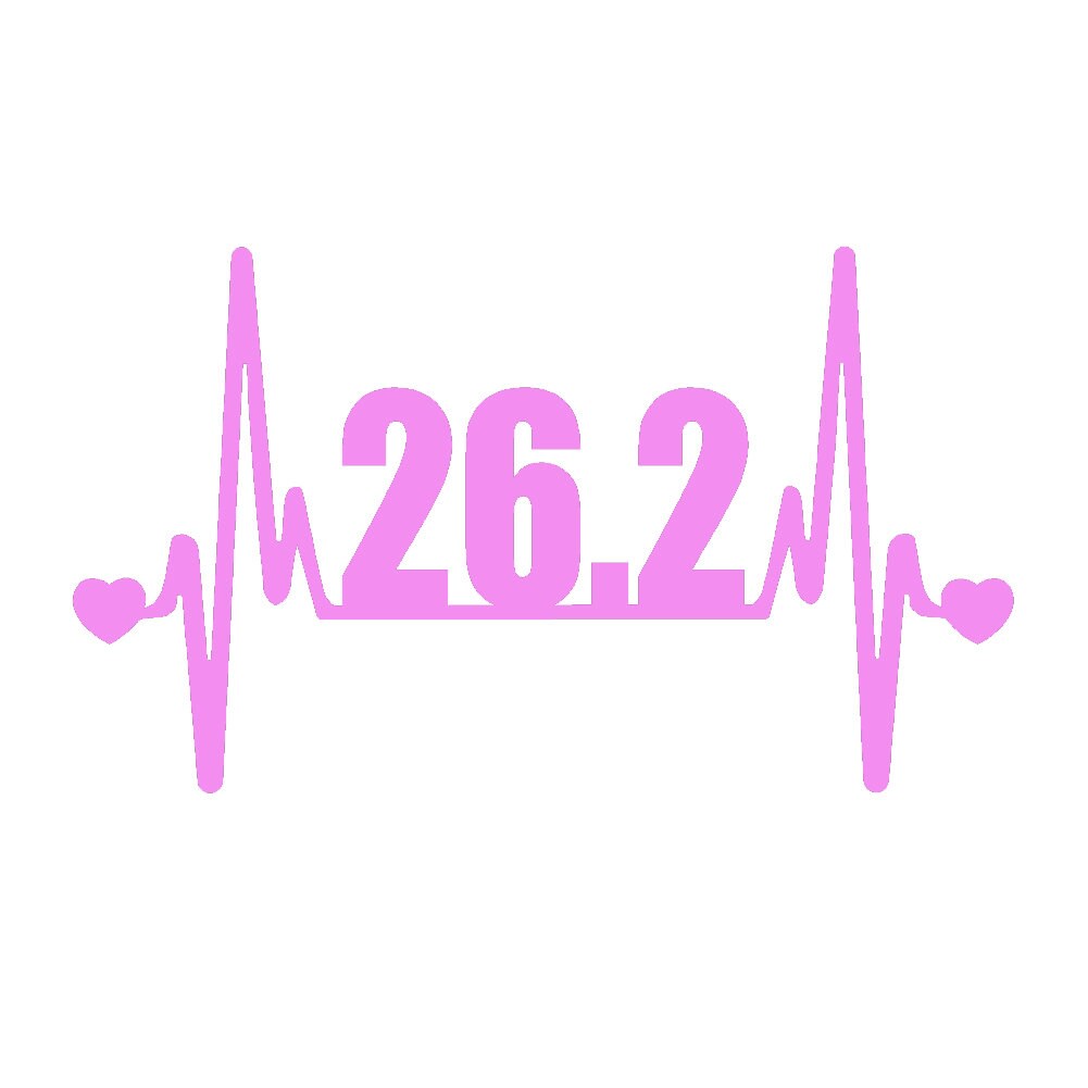26.2 Full Marathon Running V2 (2 PACK) Heartbeat Lifeline  - 7"  Vinyl Decal Window Sticker - Version 2 Version 2 - Thumbnail 4