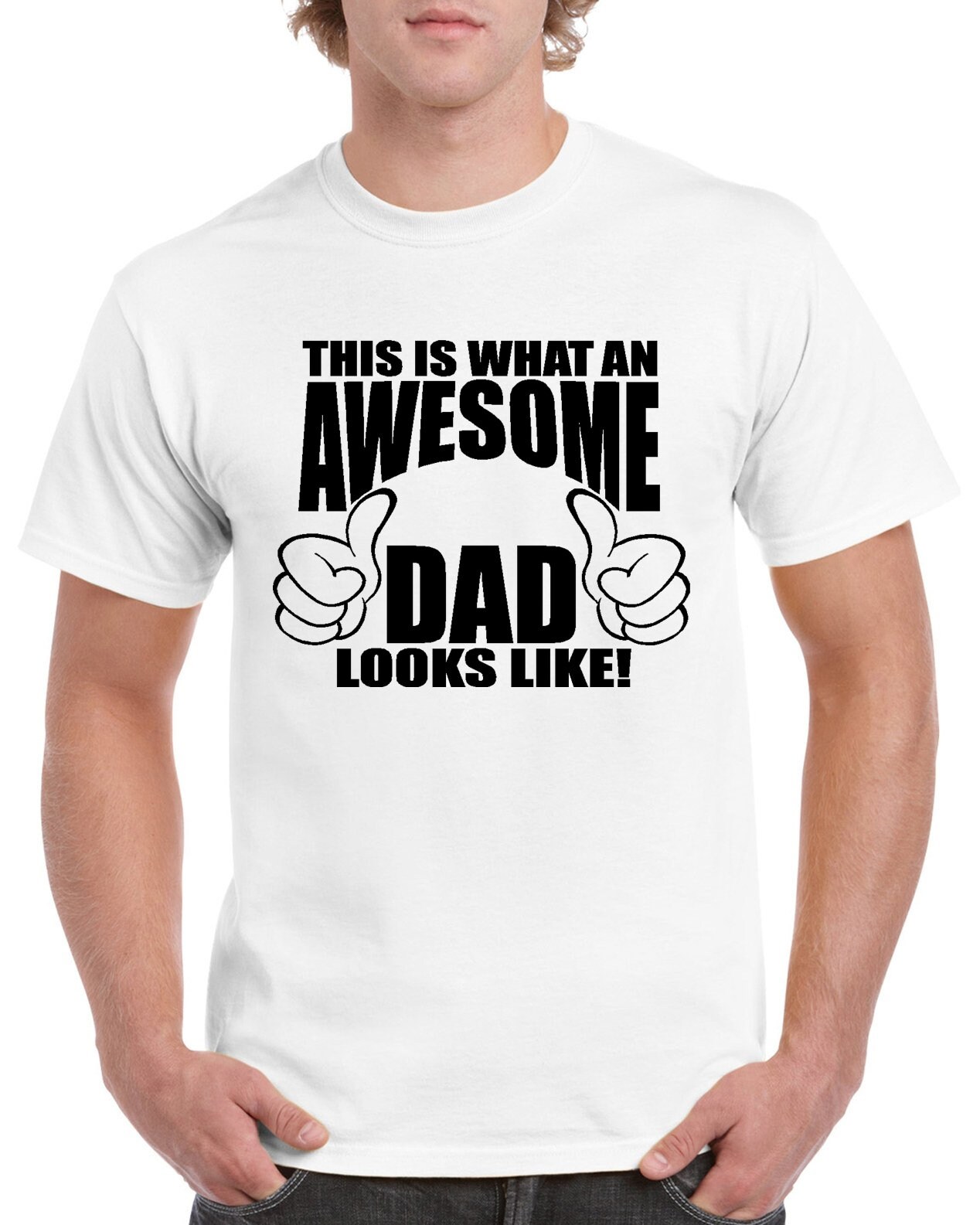 This is what an Awesome Dad Looks like - Off Duty T-shirt 100% Cotton Tee by StickerDad® - High Quality - Made in the USA - Thumbnail 7