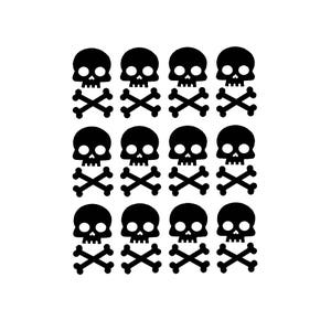 Skull and Crossbones Small (12 pack)  - Each Decal 2&quot; X 1&quot; Vinyl Decal Window Sticker
