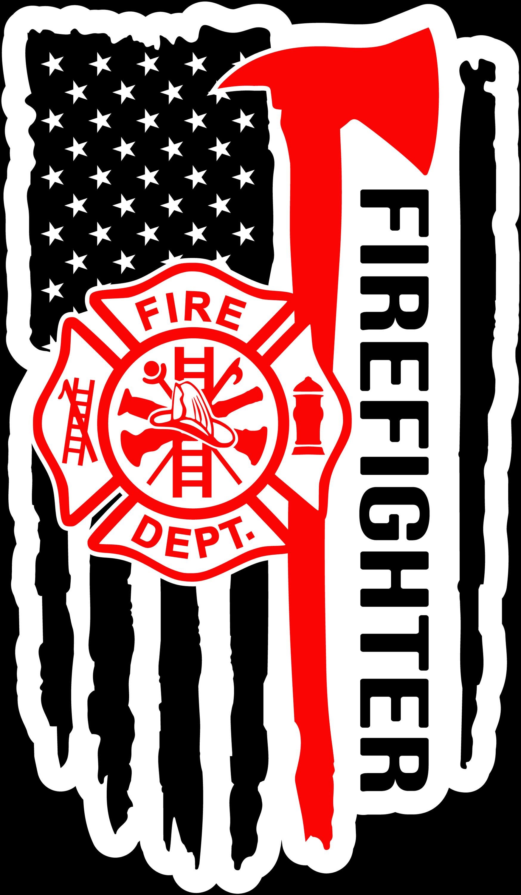 American Distressed Flag  Firefirefighter Axe Emblem 1101 - size: 5" - Full Color Printed Vinyl Decal Window Sticker - Thumbnail 5