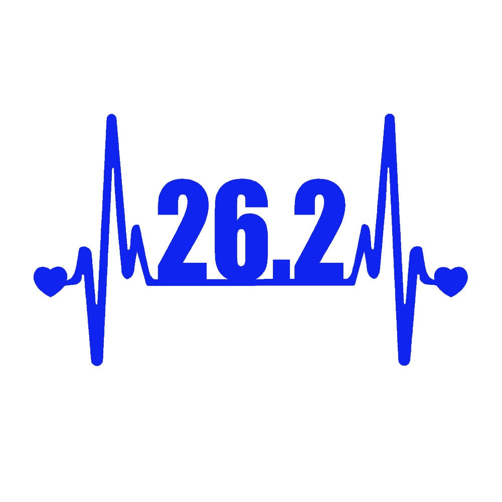 26.2 Full Marathon Running V2 (2 PACK) Heartbeat Lifeline  - 7"  Vinyl Decal Window Sticker - Version 2 Version 2