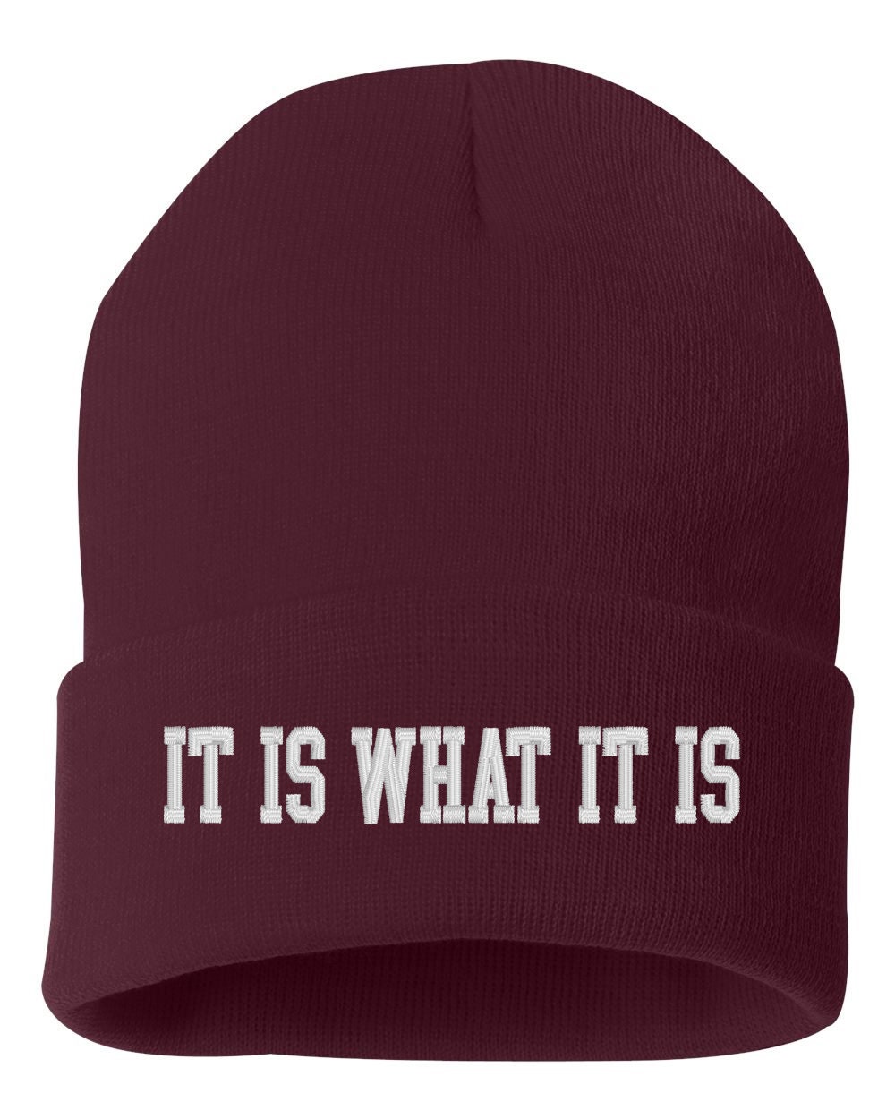 It Is What It Is -  Embroidered Cuffed Beanie Hat, Embroidered Gift, Winter Hat Unisex, Cuffed Beanie, Gift, Beanie - Thumbnail 6