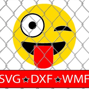 Verrückte Winken Emoji - SVG geschnitten Datei DXF Silhouette Studio Vinyl digital geschnitten Dateien für Cricut, Silhouette