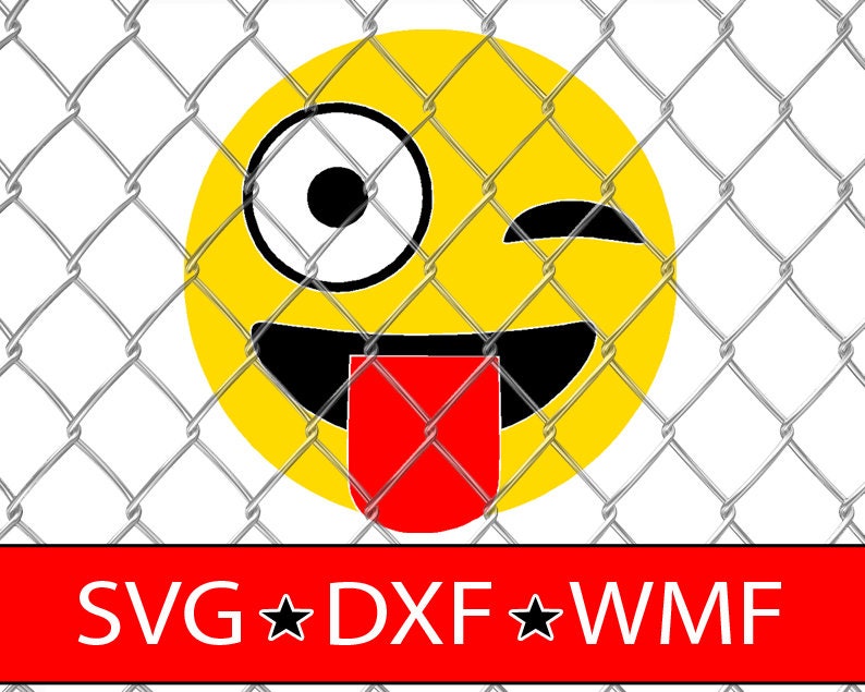 Download Crazy Winking Emoji SVG Cut File DXF Silhouette Studio ...