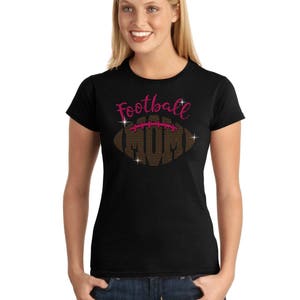 StickerDad® FOOTBALL MOM V2 Spangle Bling T-shirt 100% Cotton Tee - High Quality - Made in the USA
