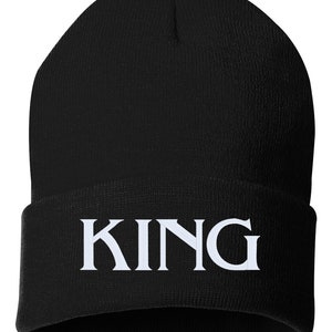 KING Embroidered Cuffed Beanie Hat, Embroidered Gift, Dad, Man, Winter Hat Unisex, Cuffed Beanie, Gift, Beanie