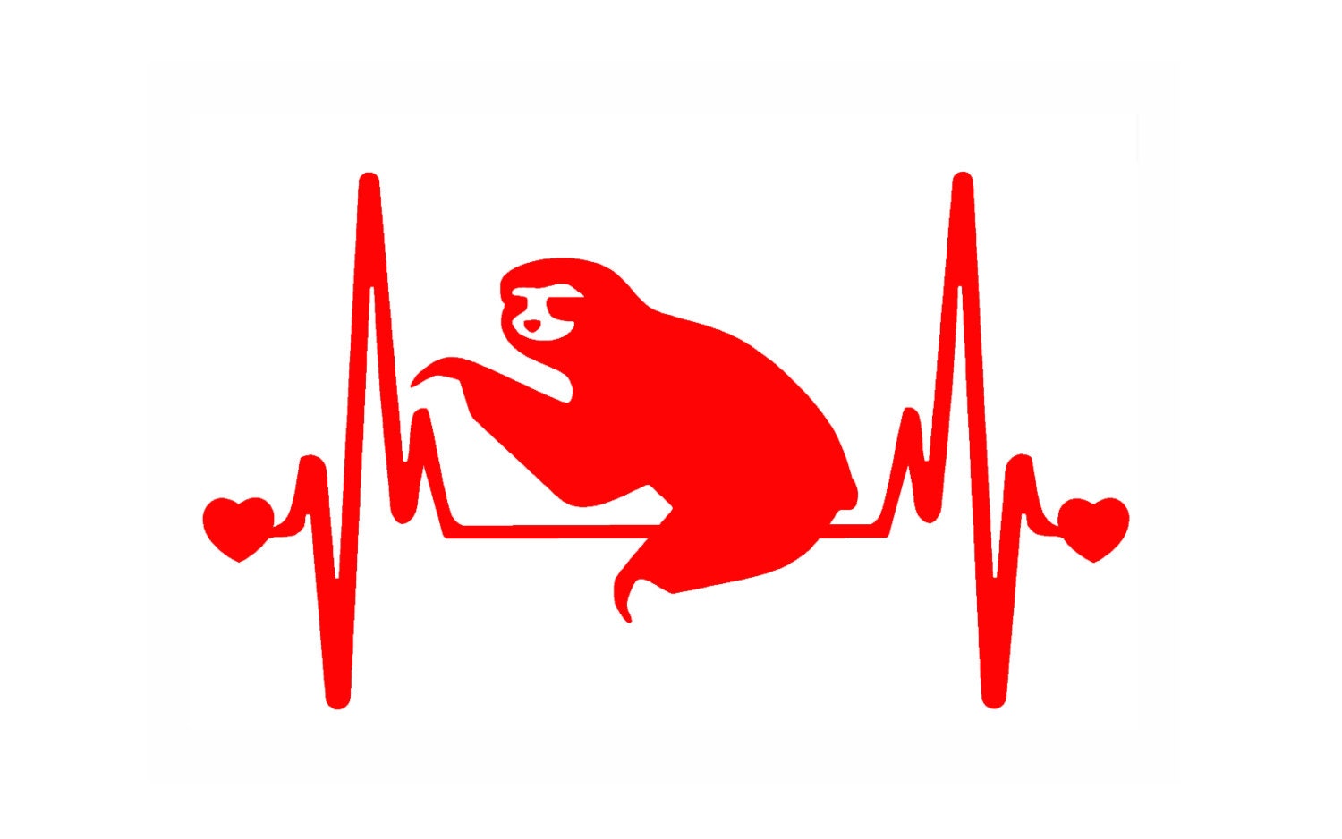 SLOTH cute V2 Heartbeat Lifeline (2-Pack, Size:7") Vinyl Decal Sticker - Thumbnail 5