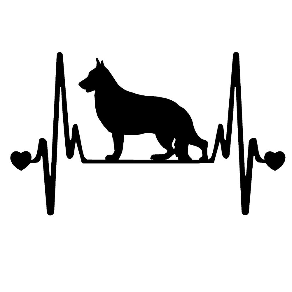 2 Pack - German Shepherd V2 Heartbeat Lifeline  - 7" Vinyl Decal Window Sticker - Thumbnail 4
