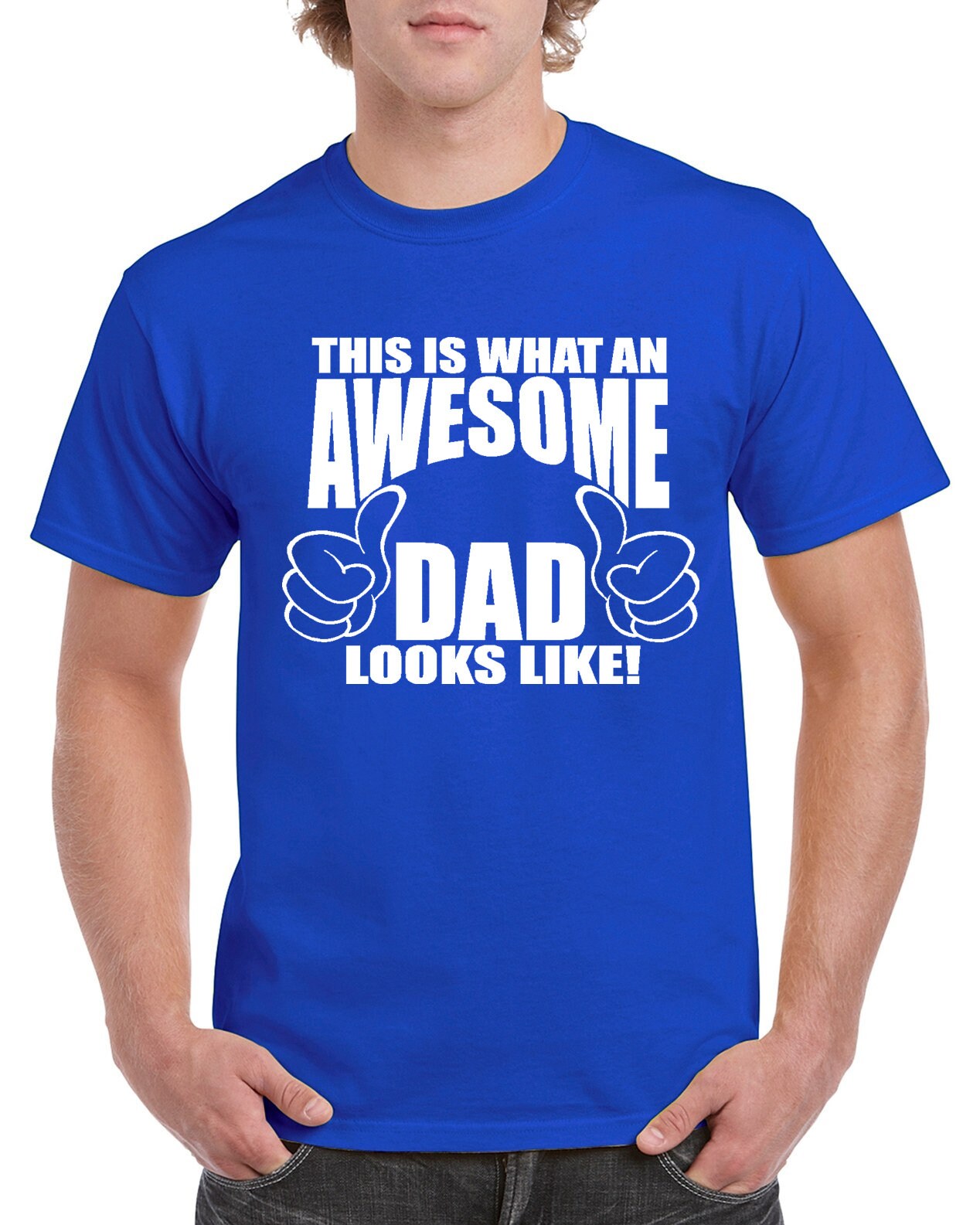 This is what an Awesome Dad Looks like - Off Duty T-shirt 100% Cotton Tee by StickerDad® - High Quality - Made in the USA - Thumbnail 2