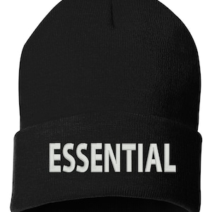 ESSENTIAL Embroidered Cuffed Beanie Hat, Embroidered Gift, Essential Worker, Winter Hat Unisex, Cuffed Beanie, Gift, Beanie