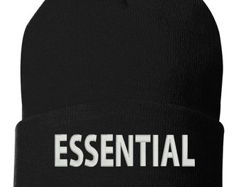ESSENTIAL Embroidered Cuffed Beanie Hat, Embroidered Gift, Essential Worker, Winter Hat Unisex, Cuffed Beanie, Gift, Beanie