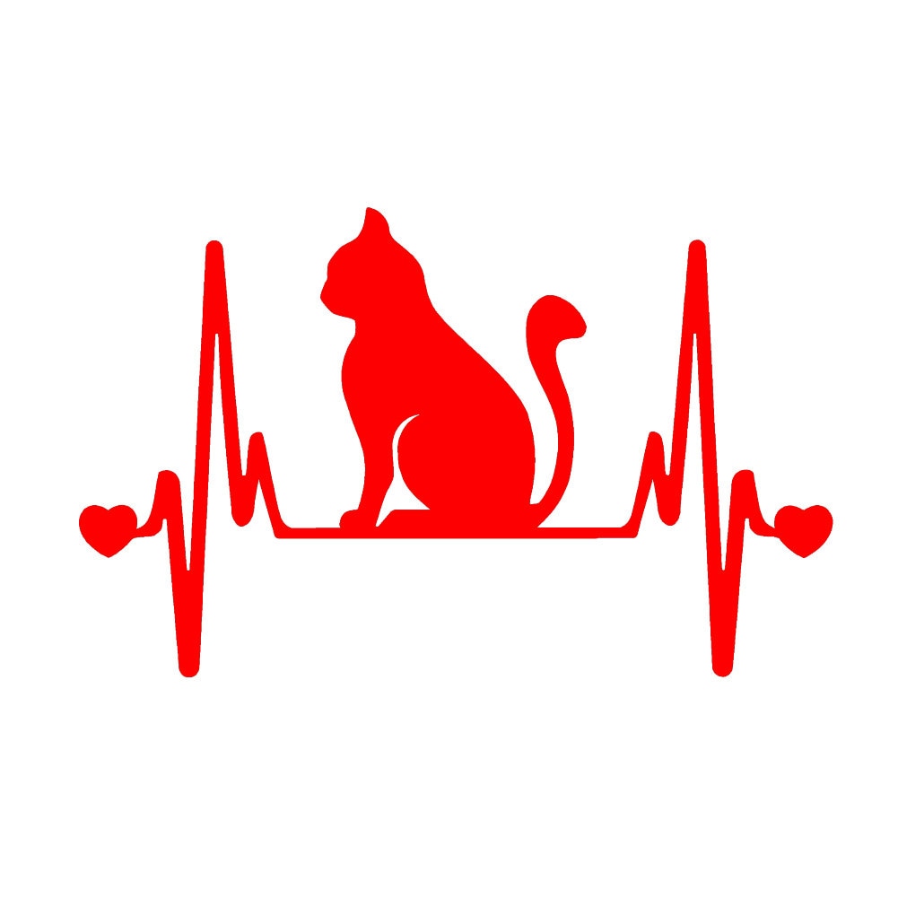 CAT Heartbeat (2 Pack) Lifeline V2 - 7 inch Vinyl Decal Window Sticker