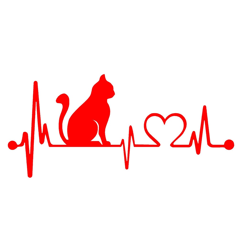 CAT kitty Feline V1 Heartbeat Lifeline (2-Pack) 8" Vinyl Decal Window Sticker - Thumbnail 4