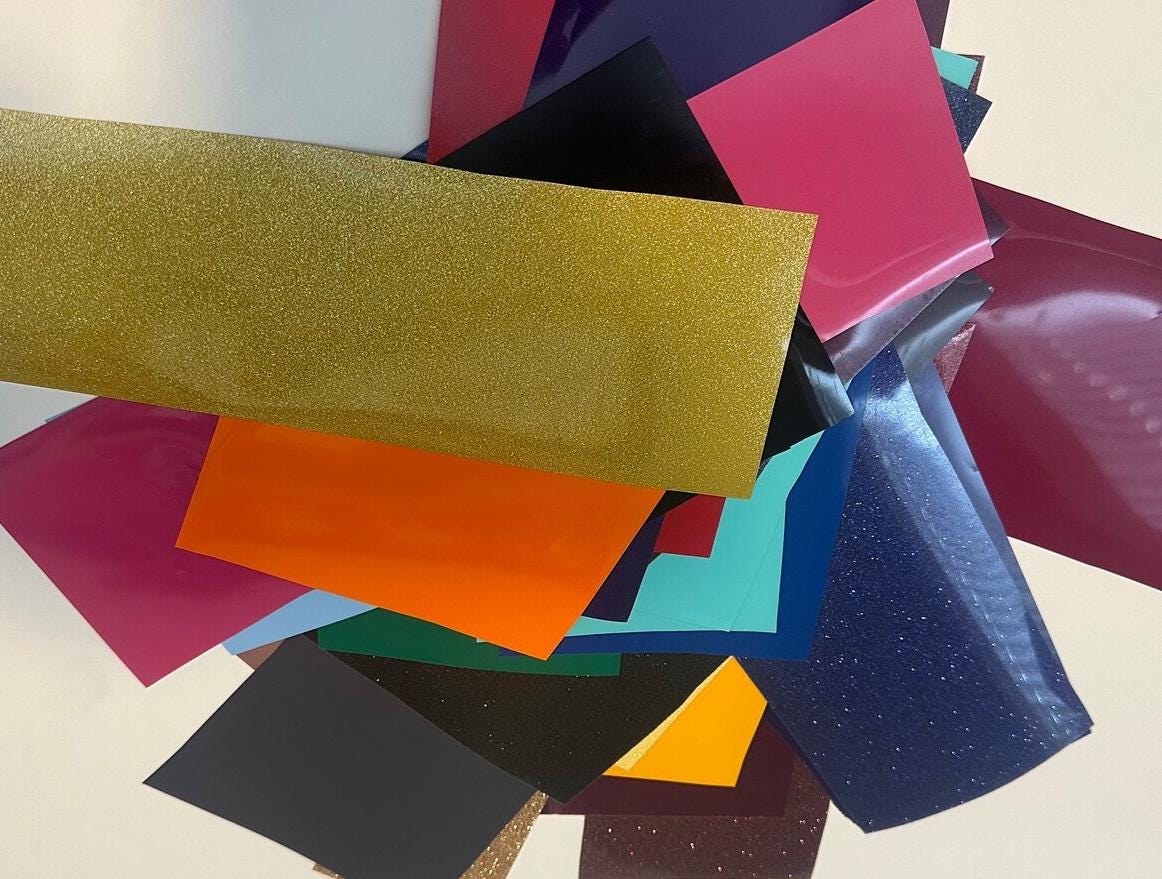 Assorted HTV Vinyl Scrap Pack: Glitter & Flat Heat Transfer Vinyl - Thumbnail 2