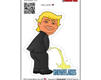 Trump Peeing on Snowflakes 115 (2 Pack) size: 5" - Full Color Printed Vinyl Decal Car, Truck, Window Sticker