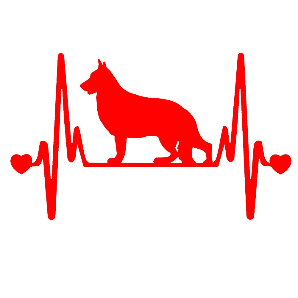 2 Pack - German Shepherd V2 Heartbeat Lifeline  - 7" Vinyl Decal Window Sticker - Thumbnail 3