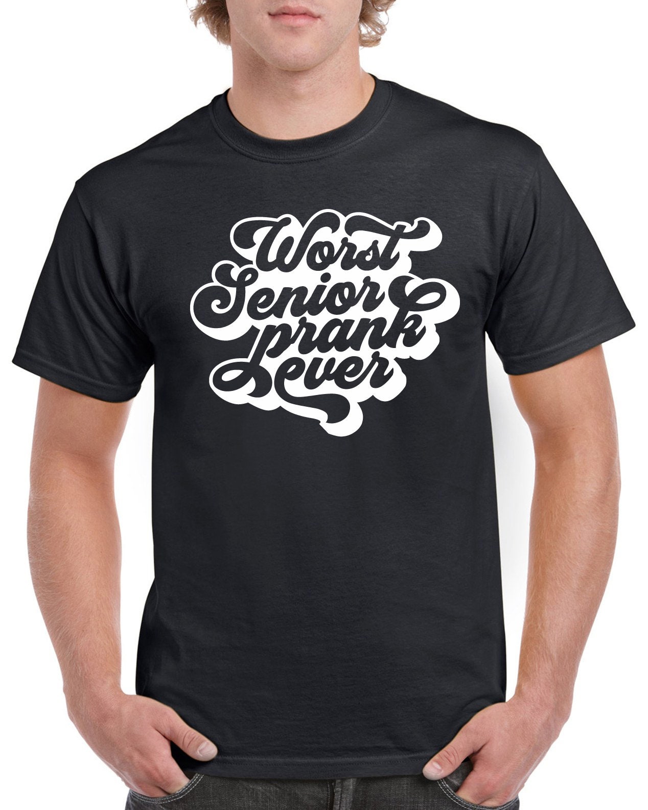 StickerDad® Worst Senior Prank Ever T-Shirt - Personalizable - 100% Cotton Tee - High Quality - Made in the USA - Thumbnail 2