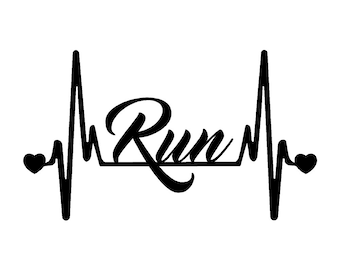 RUN Script V2 Heartbeat Lifeline (2 Pack) Marathon Running- 7"  Vinyl Decal Window Sticker - Version 2 Script