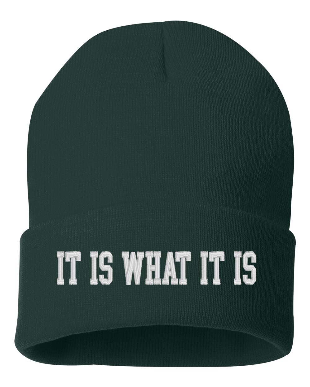 It Is What It Is -  Embroidered Cuffed Beanie Hat, Embroidered Gift, Winter Hat Unisex, Cuffed Beanie, Gift, Beanie - Thumbnail 4