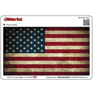 2er Pack - RUSTIKALE AMERIKANISCHE FLAGGE 959 - Größe: 5&quot; - Vollfarbig bedruckt Vinyl Aufkleber Hard Hat Helm Fensteraufkleber