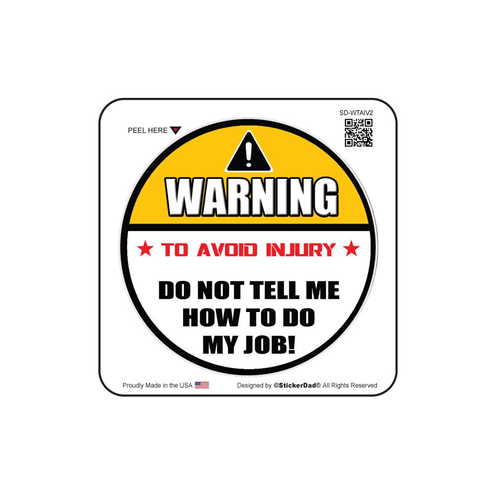 WARNING To Avoid Injury V2 (3 Pack) size: 2" Full Color Printed Vinyl Decal Hard Hat Helmet Window Sticker