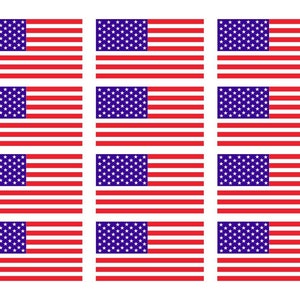 American Flag USA MINIS (12 Pack) 1&quot; x 1/2&quot; Full Color Printed Vinyl Decal Hard Hat Helmet Window Sticker