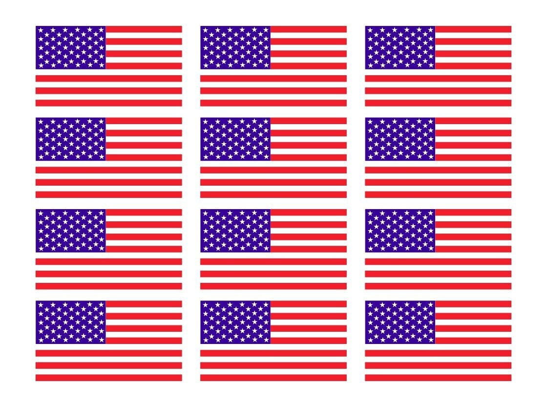 American Flag USA (12 Pack) MINIS - 1" x 1/2" Full Color Printed Vinyl Decal Sticker