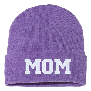 MOM Embroidered Cuffed Beanie Hat, Embroidered Gift, Winter Hat Unisex, Cuffed Beanie, Gift, Beanie
