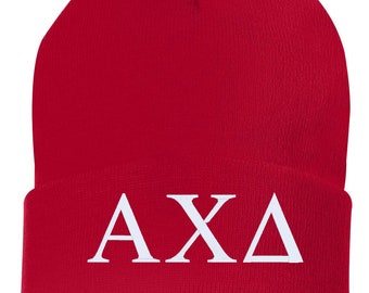 Sorority/Fraternity GREEK LETTERS Embroidered Cuffed Beanie Hat, Embroidered Gift, Winter Hat Unisex, Cuffed Beanie, Gift, Beanie