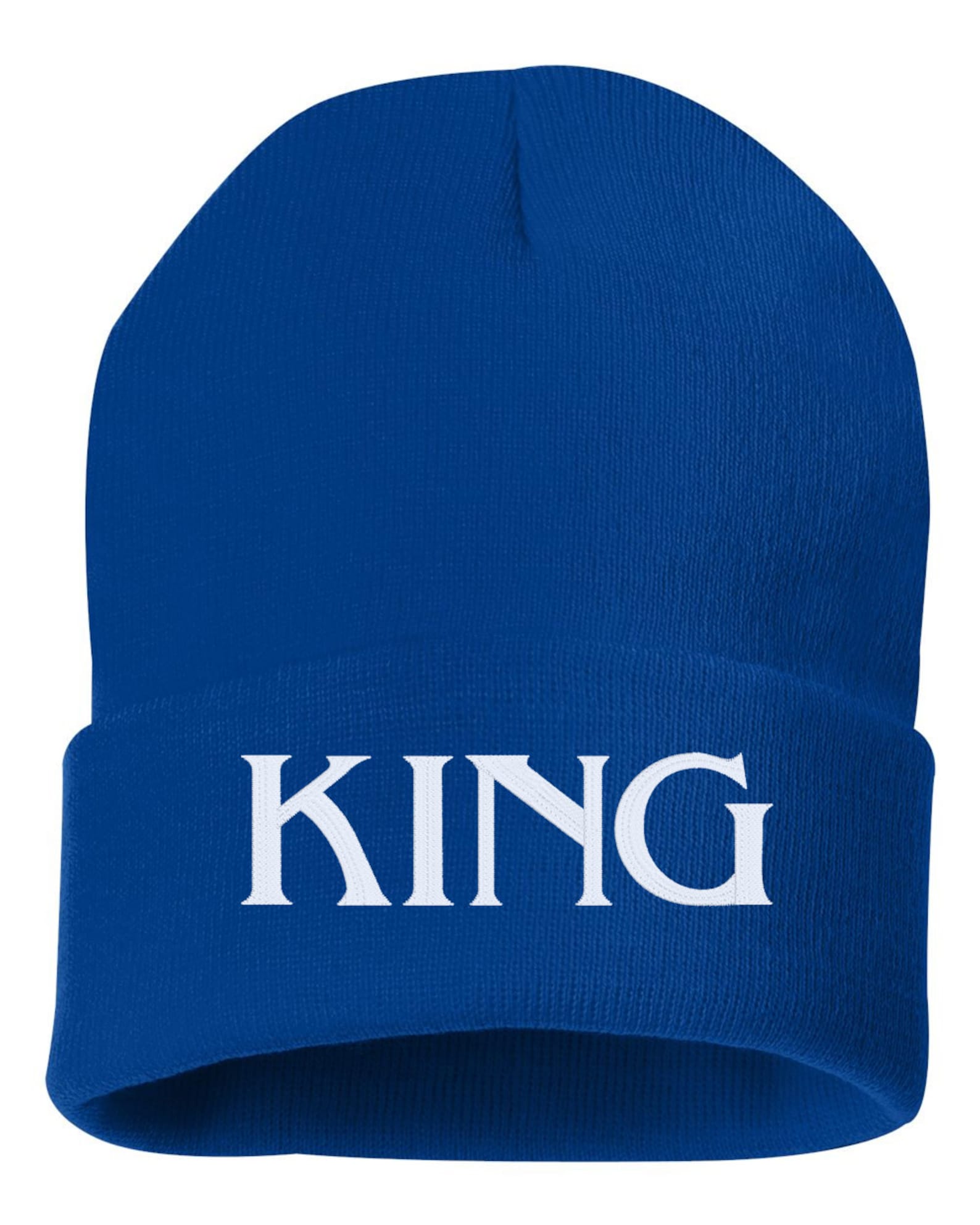 KING Embroidered Cuffed Beanie Hat Embroidered Gift Dad Etsy