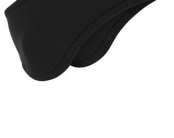 fleece ear warmers - BLACK w/ UMass Logo