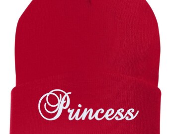 Princess Embroidered Cuffed Beanie – Custom Winter Hat for Women, Girls & Ladies | Cute Gift Beanie