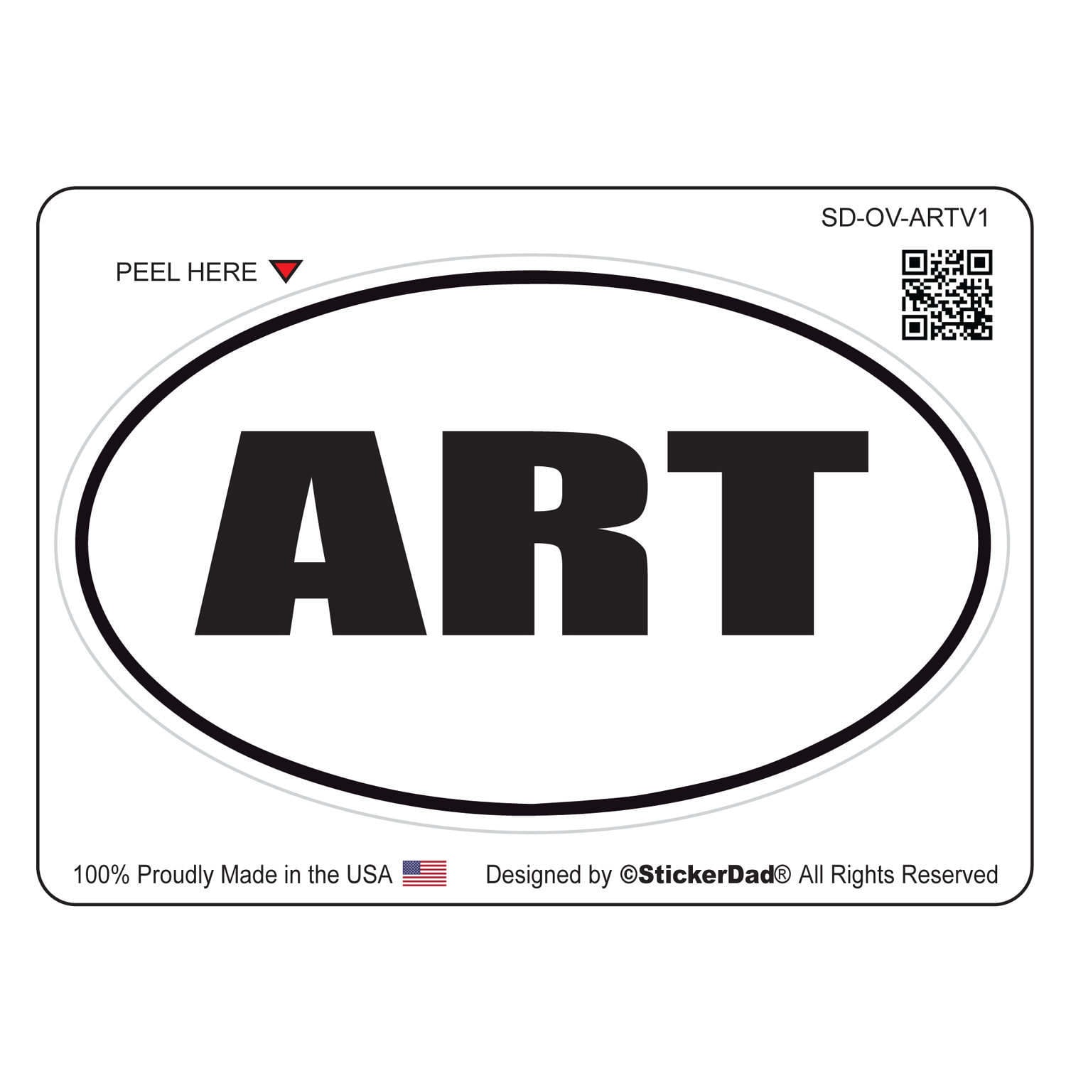 ART Oval - size: 4" - Full Color Printed Vinyl Decal Hard Hat Helmet Window Sticker