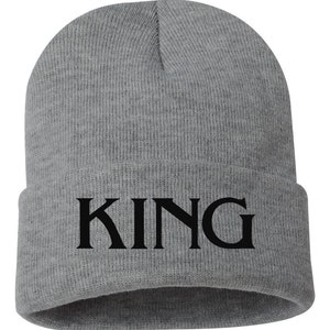 KING cuffed sombrero de gorro bordado, regalo bordado, papá, hombre, sombrero de invierno unisex, gorro con puños, regalo, gorro