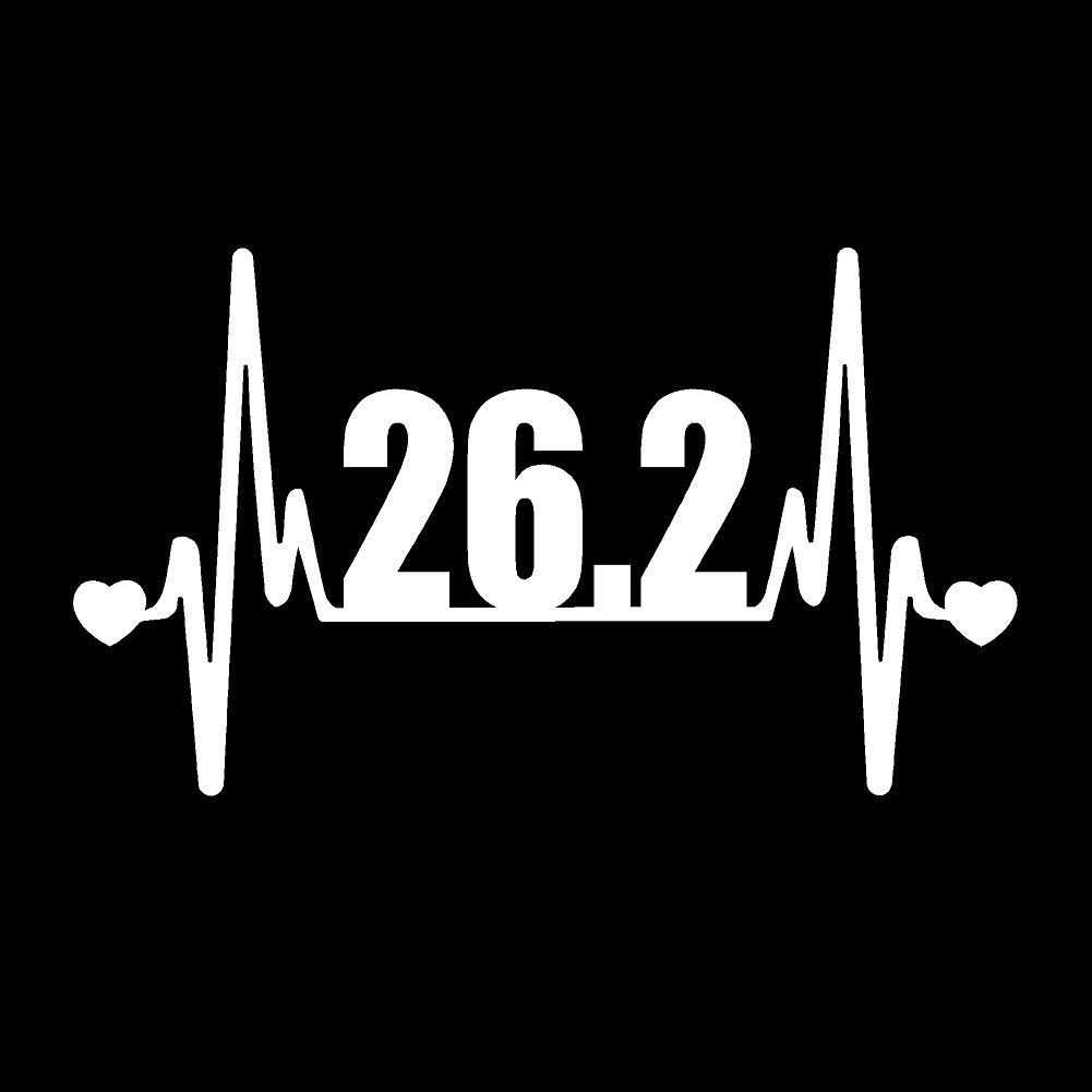 26.2 Full Marathon Running V2 (2 PACK) Heartbeat Lifeline  - 7"  Vinyl Decal Window Sticker - Version 2 Version 2 - Thumbnail 5