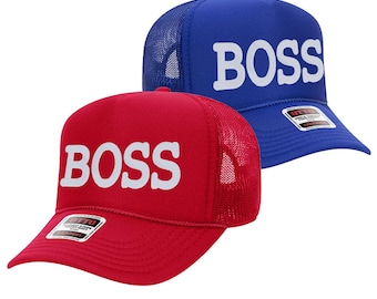 BOSS 刺繍トラッカーハット：フォームフロント、調節可能なスナップバック