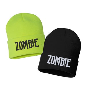 ZOMBIE Gorro con puños Sombrero bordado, Regalo bordado, Sombrero de invierno Unisex, Gorro con puños, Regalo de vacaciones, Gorro