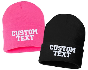 Gorros bordados personalizados, gorro personalizado, gorra bordada, gorro personalizado, gorro de punto, gorro de 30 cm, gorro de invierno, gorro de invierno, gorro con puños