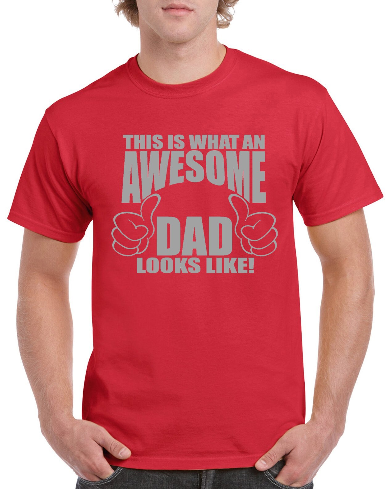 This is what an Awesome Dad Looks like - Off Duty T-shirt 100% Cotton Tee by StickerDad® - High Quality - Made in the USA - Thumbnail 6