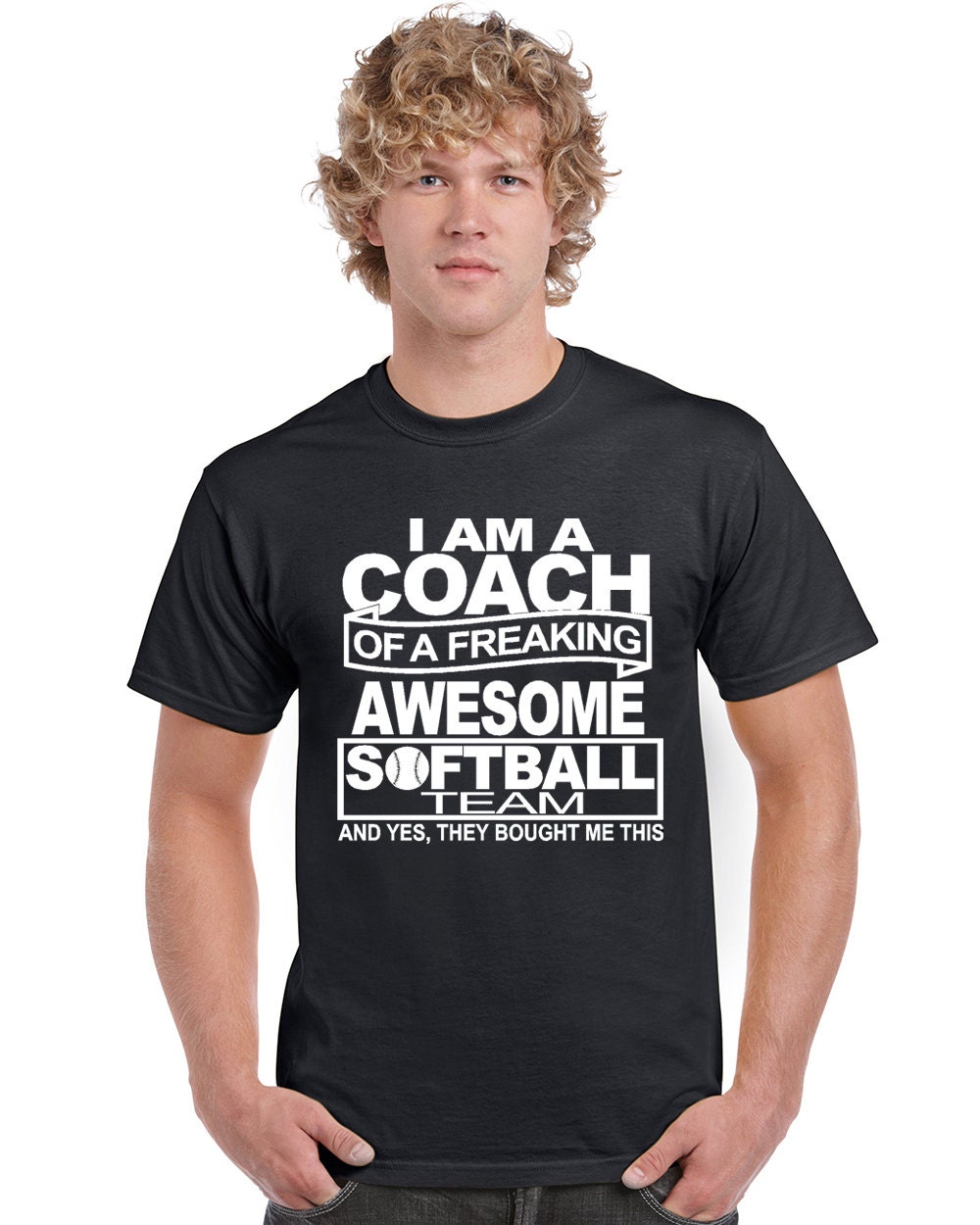 StickerDad® I Am A Coach Softball T-shirt 100% Cotton Tee - High Quality - Made in the USA