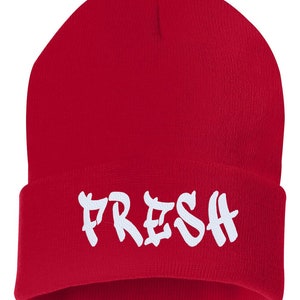 FRESH Cuffed Embroidered Beanie Hat, Embroidered Gift, Dad, Man, Winter Hat Unisex, Cuffed Beanie, Gift, Beanie