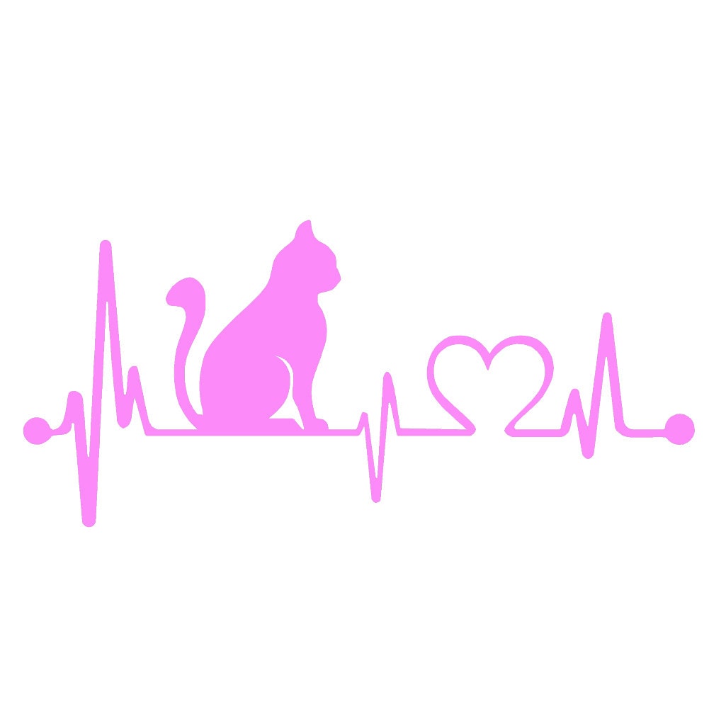CAT kitty Feline V1 Heartbeat Lifeline (2-Pack) 8" Vinyl Decal Window Sticker - Thumbnail 5