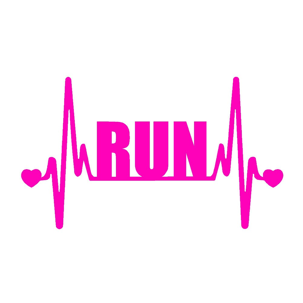 RUN Marathon Running V2 Heartbeat Lifeline  - 7"  Vinyl Decal Window Sticker - Version 2 Version 2 - Thumbnail 2